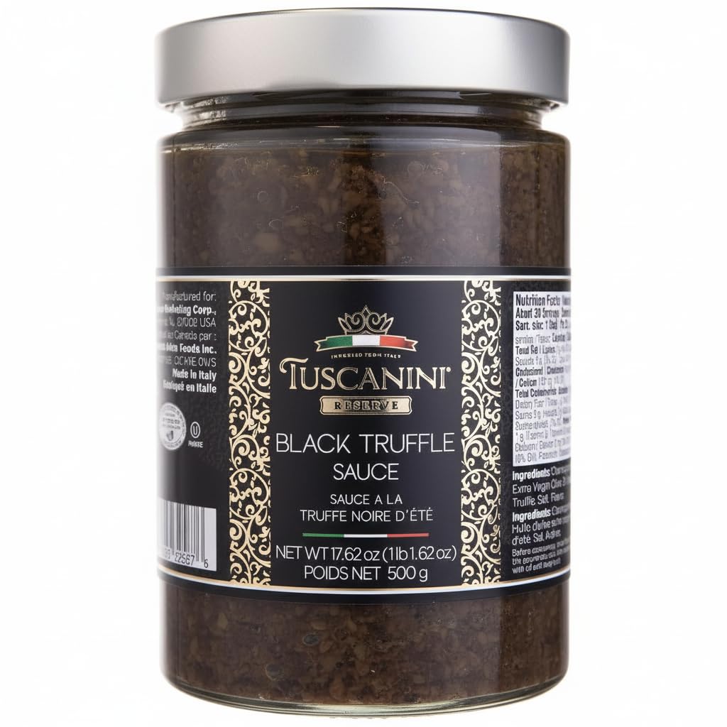 Tuscanini Reserve Black Summer Truffle Sauce, 17.6oz | For Drizzling over Meat, Bread, Pastas, Pizza and Fries | Value Size | Product of Italy | Certified Kosher