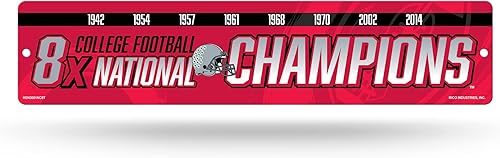 Miniatura 25 de NCAA Rico Industries Placa de calle de plástico Placa de calle de plástico de 4" x 16" Color del equipo,Alternativo,Champ,man