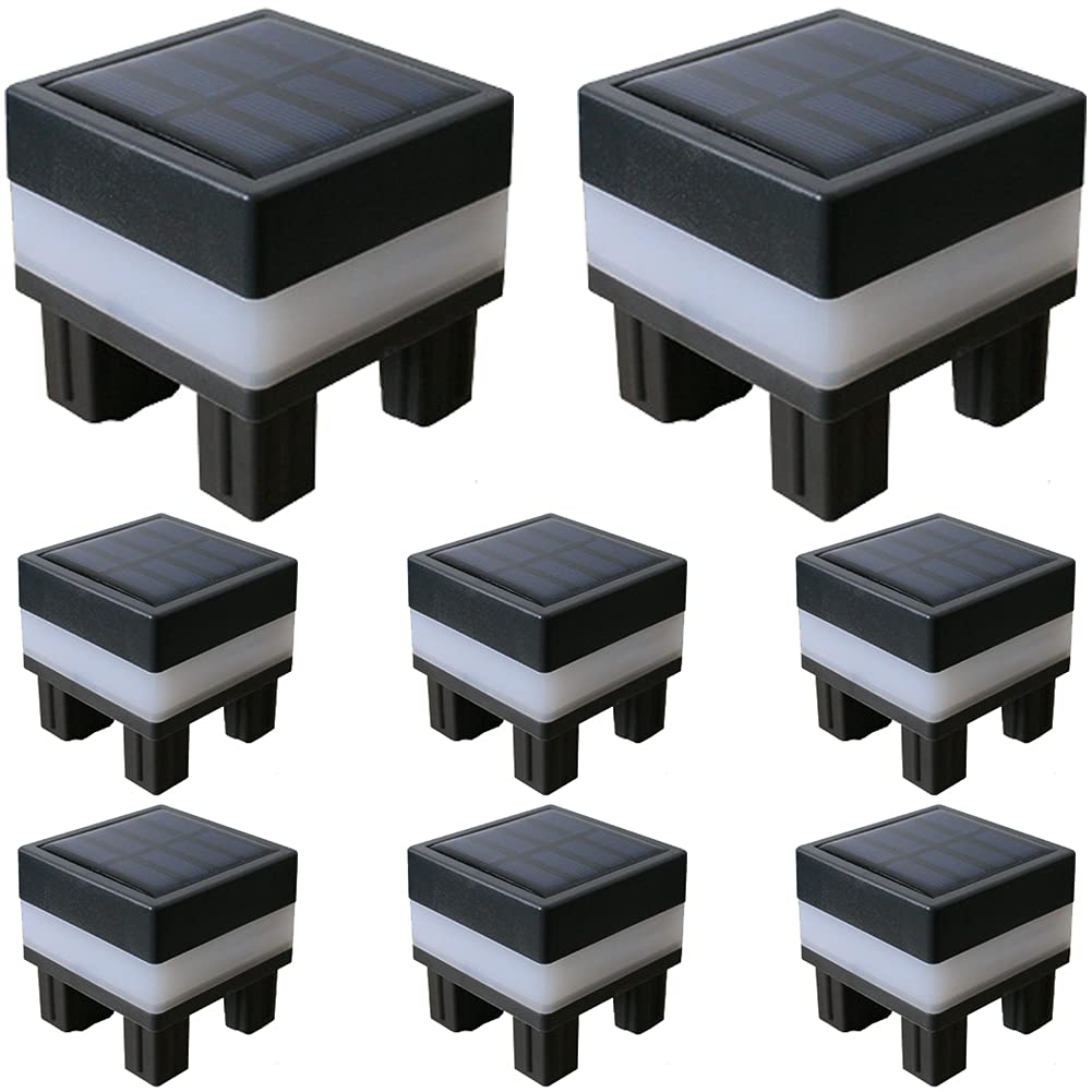 Lampe solaire à capuchon de poteau 7x7 étanche LED warm pour pilier extérieur - Lot de 8