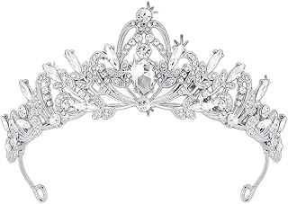 Tiaras for Women, Tiaras for Wedding Prom Tiaras and Crowns for Women Tiara Headband Tiara for Pageant, Birthday Tiara Princess Tiara, Tiaras for Bridal Party, Queen Tiara Crown for Women Girls Crystal Headband Tiaras for Halloween Costume Cosplay Gifts (Silver)
