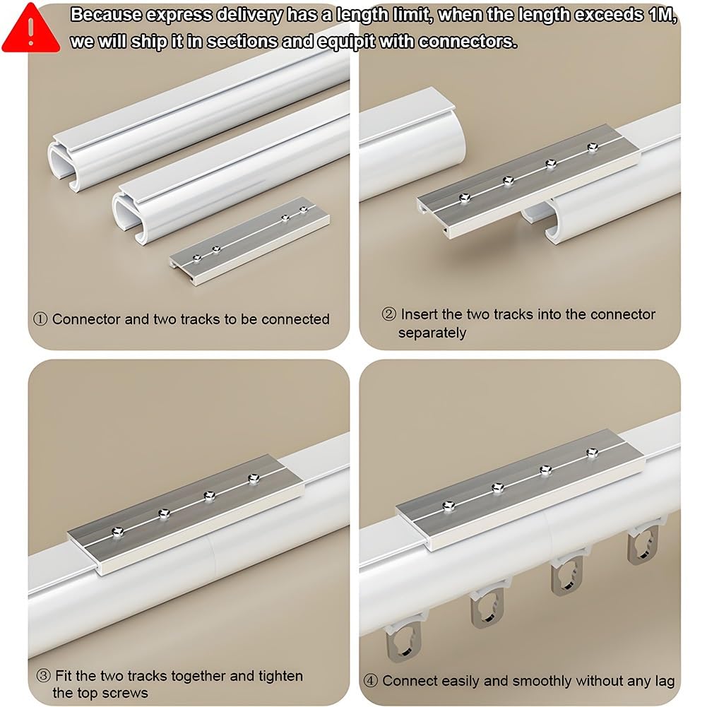 Gardinenstangen 2-Läufig aus Aluminium, Gardinenstange mit Geräuscharmen Rollen, Vorhangstange Wandwontage mit Gardinenhaken Dekorative Fenster für Wohnzimmer Schlafzimmer(Champagne,340cm)