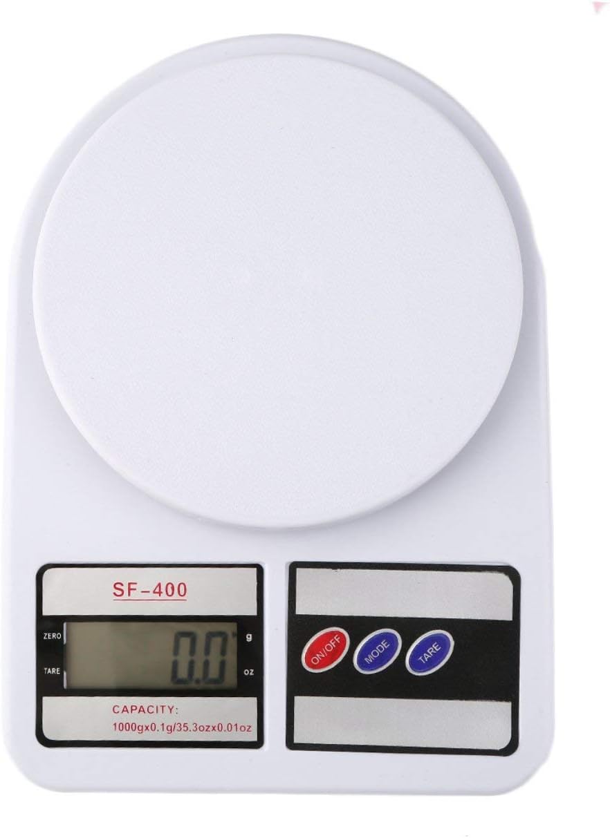 Migvela-AE Digital Kitchen Scale Electronic Balance Weight LCD Display Tare Function for Postal Parcel Food Weight Diet Battery Operated (White(1kg/0.1g))