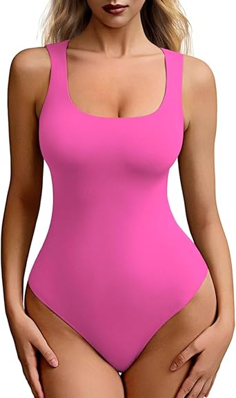 Womens Tank Top Bodysuit - Sexy Sleeveless Square Neck Thong Body Suit Basic Layering Top Daily Outfits Sleek