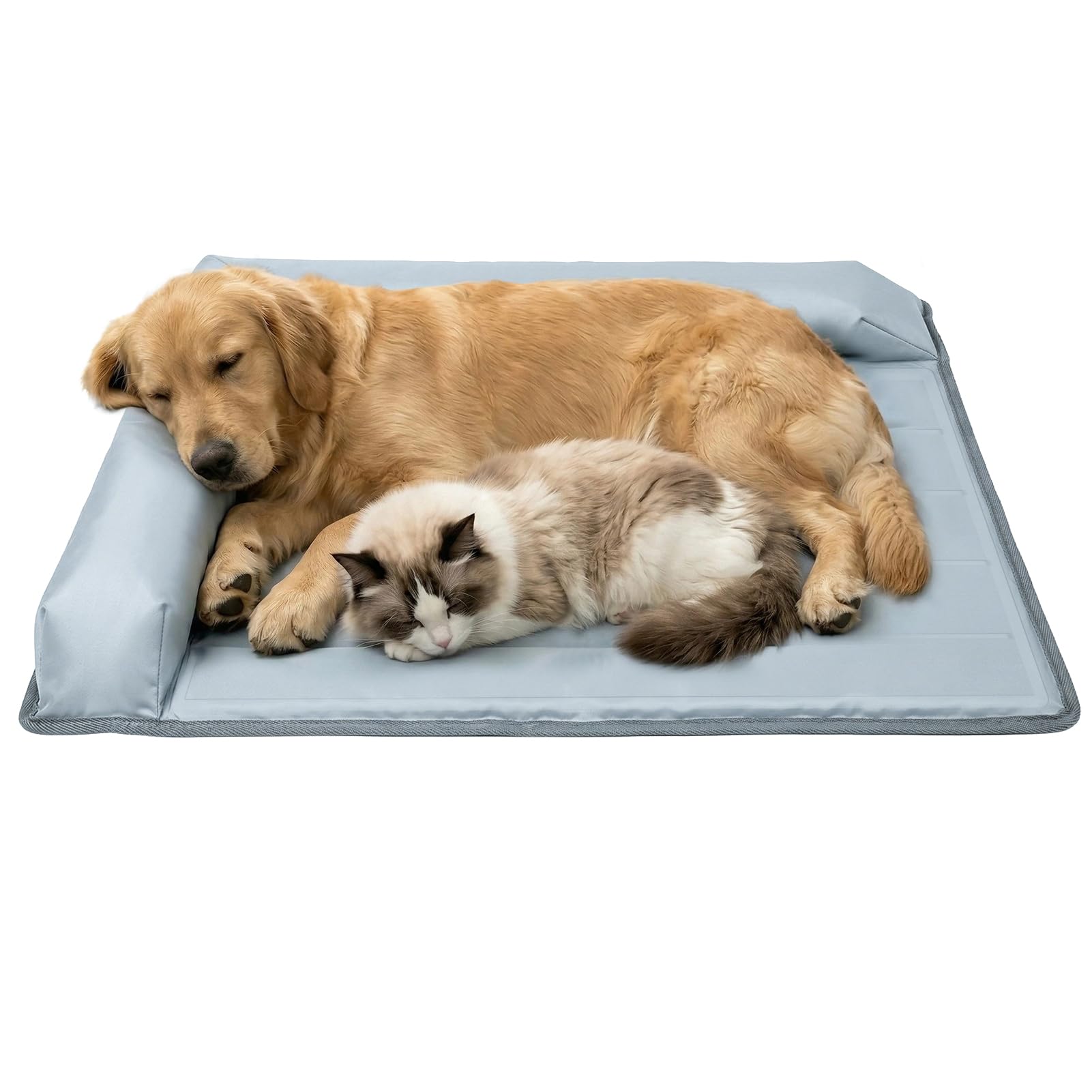 XIAPIA Manta Refrescante para Perros 99x69cm, Alfombrilla Refrescante para Perro y Gatos con Reposacabezas 7cm, Alfombra Fresca Refrigerante de Verano, Colchoneta Perros Impermeable para Casa, Coche