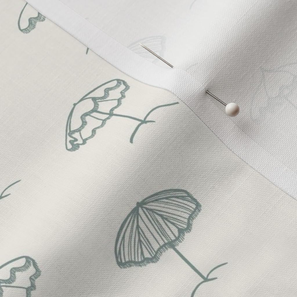 Spoonflower Fabric - Cream Sand Coast Coastal Umbrella Preppy Classic Beach Summer Nautical Printed on Petal Cotton Fabric Fat Quarter - Sewing Quilting Apparel Crafts Decor