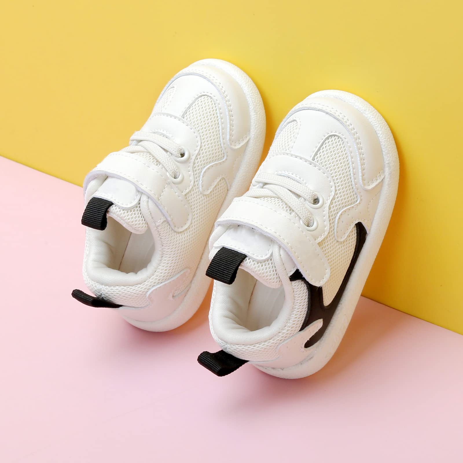 Baby Boy Girl Shoes Infant Non Slip Sneakers Breathable Lightweight Toddler First Walking Shoes 6 12 18 24 Months(18-24 Months, E-Black)