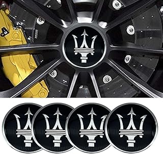 ﻿4PCS fit for Maserati Wheel Center Caps,Wheel Hub Center Caps Stickers Center Caps for Rims Compitable with Maserati Accessories (Mase-Wheel-Black Silver)