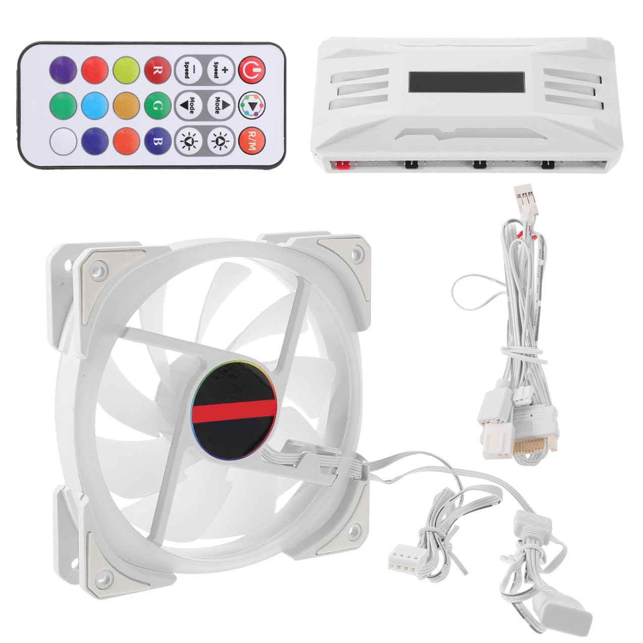 Ventilador de Refrigeración de CPU Silencioso 12cm Abs Blanco | Decoracion Verano, Ventilador de Ordenador Rgb, Luz Doble Cara, Gran Caudal