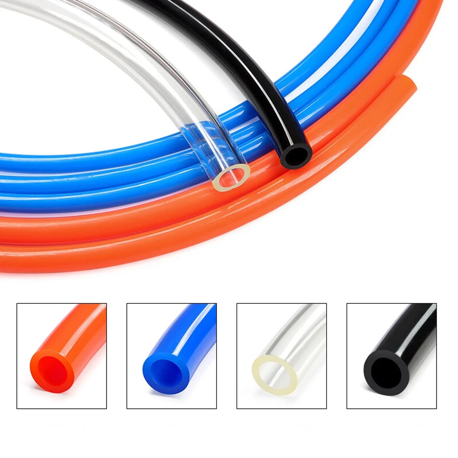 Manguera Neumática Flexible de Poliuretano de 80M, Manguera de Aire con Tubo de Poliuretano (Transparente, 12 * 8mm)