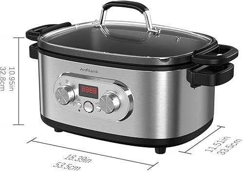 Miniatura 2 de Olla de cocción lenta programable 10 en 1 con temporizador, olla de cocción lenta de 6.8 cuartos de galón, preajustes para cocinar al vacío,