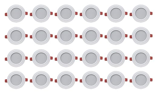 BENE? Ray Virgin Plastic Round Ceiling Light (White, 7w, Pack of 24 Pcs)