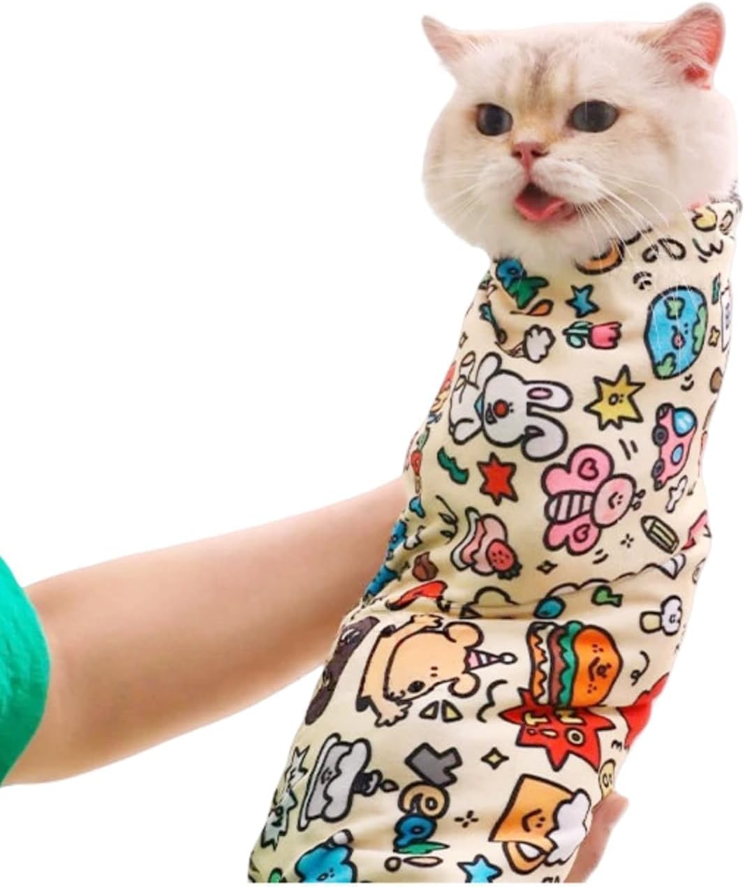 MANON ROSA Cat Grooming Wrap – Self-Adherent Anti-Scratch Swaddle Restraint Bag for Stress-Free Nail Clipping, Medication, Multifunctional Care - Purrito Papoose Pet Tools (M Within 9.9lbs)