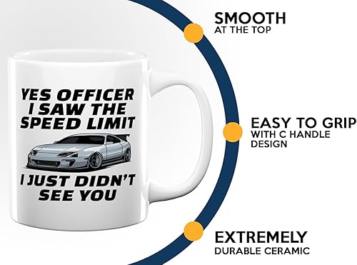 Miniatura 5 de Carguy Taza de café de 11 onzas, color blanco, sí, oficial, vi el límite de velocidad, simplemente no te vi - Divertido sarcasmo amante de los autos