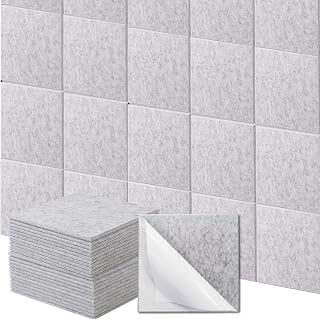 Japard Sound Absorbing Panels 24 Pack Gray12"x12"x 0.4" Thick Wall Ceiling Door Acoustic Treatment High-Density Deadening For Home Office Studio