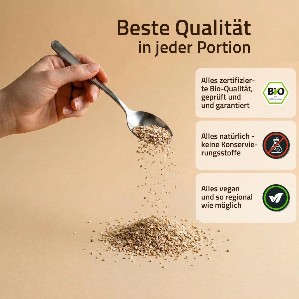 müsli.de BIO Buchweizenflocken, 3 kg Papierbeutel (2 Stück) | Vegan geeignet, Aromatisch nussiger Geschmack, Unterstützt basische Ernährung