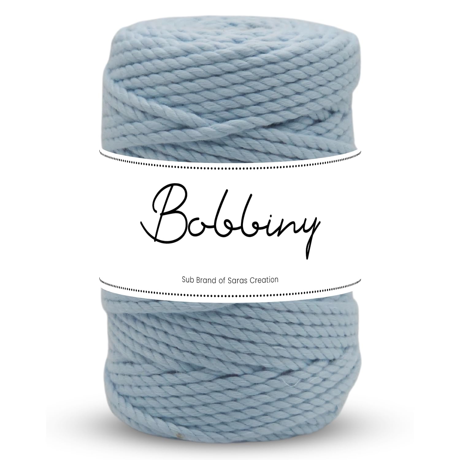 Bobbiny | 3 Ply Twisted Macrame Cotton Cord Dori (Roll Packaging) Thread for Macrame DIY and Other Projects | Baby Blue | 4mm,10 Meter