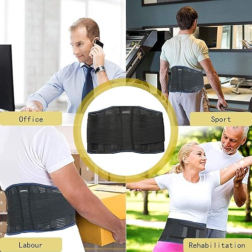 Miniatura 6 de Soporte de espalda para dolor de espalda baja - Alivio de la ciática - Cinturón de soporte lumbar para levantamiento para hombres y mujeres (XXL)