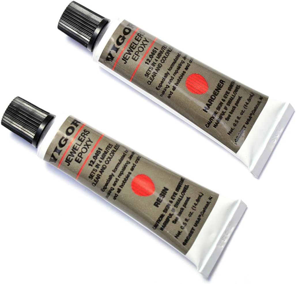 Vigor Jewelers 2-Part Epoxy 12.0451 Glue Jewelry Glass Wood Metal Plastic Fiberglass Resin