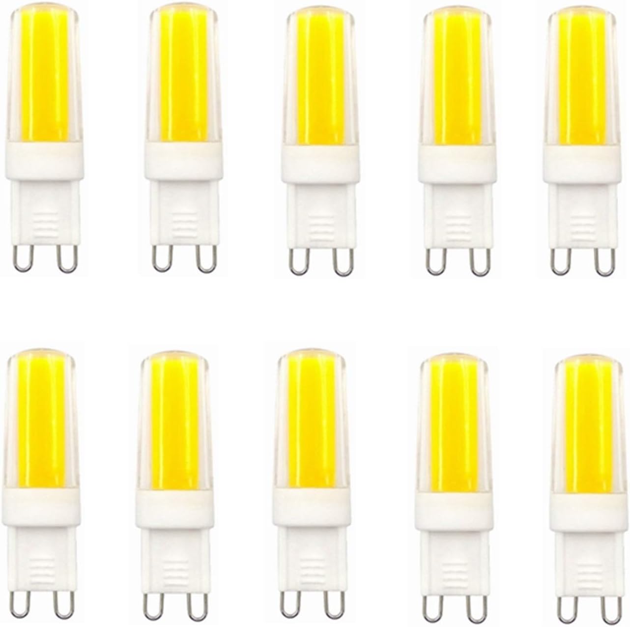 G9 Ceramic Base LED Light Bulbs,3W (３0W Halogen Equivalent), 260LM, 3000K／6000K, G9 Base, AC200-240V G9 Dimmable Bulbs for Home Lighting,10-Pack (Color : Cool White)