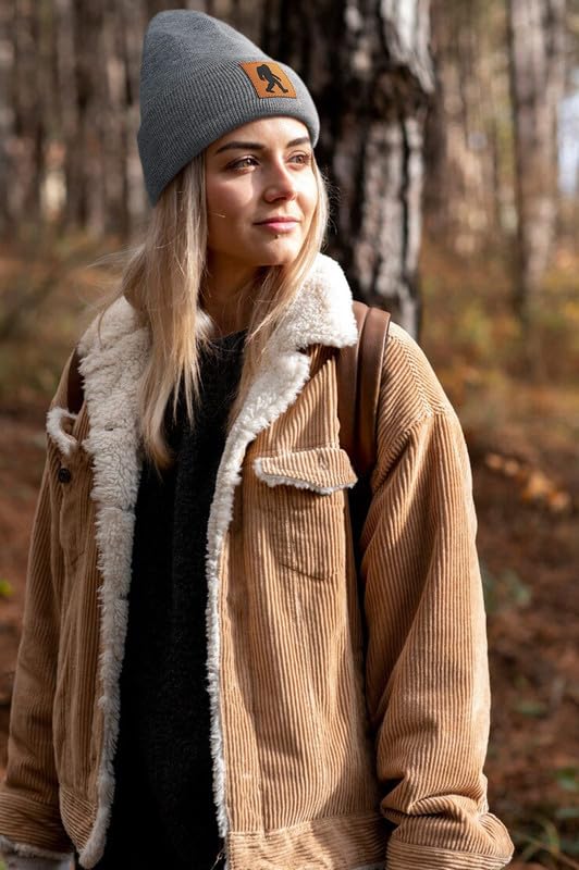 Image of Bigfoot Beanie for Men - Sasquatch Hat Winter Knit Cuffed Beanie for Women - Bigfoot Gifts for Christmas & New Year