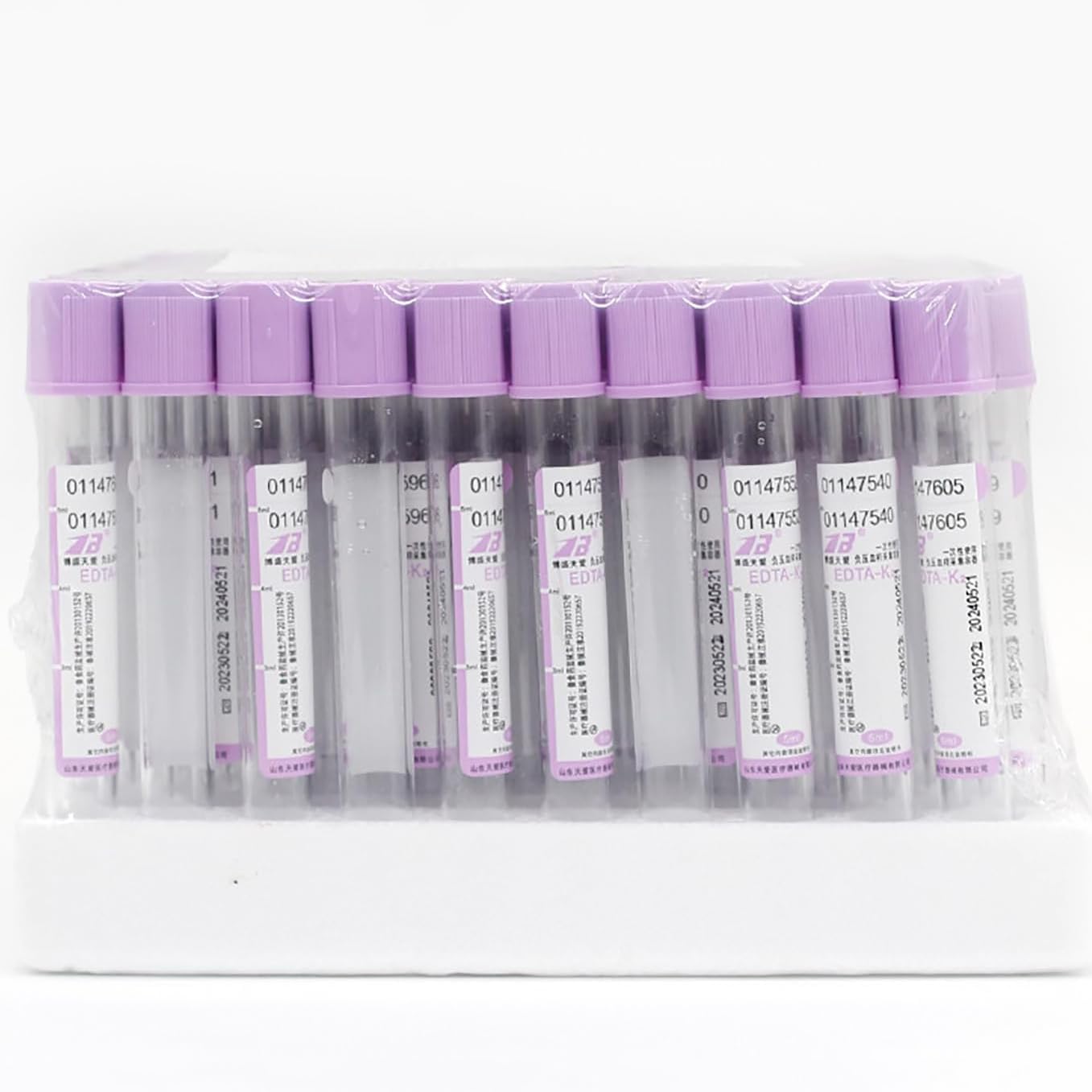 Blutentnahmeröhrchen, 100 Stück 5 Ml EDTA-Zentrifugenröhrchen, Vakuum-Blutröhrchen Aus Kunststoff Mit Violettem Deckel, Für Das Labor