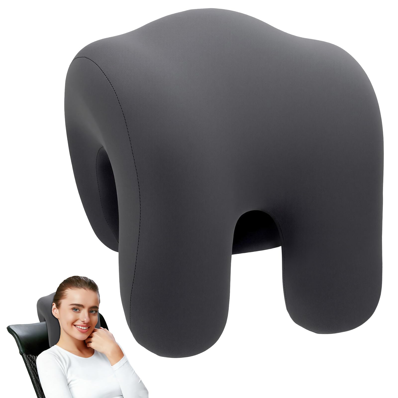 Kopfstütze Bürostuhl, Nackenkissen für Bürostuhl 30 * 18 * 24cm, Kopfstütze Ergonomisches Kissen, Elastisches Memory Foam Nackenkissen, für Bürostühle, Drehstuhl, Reisen (Grau)
