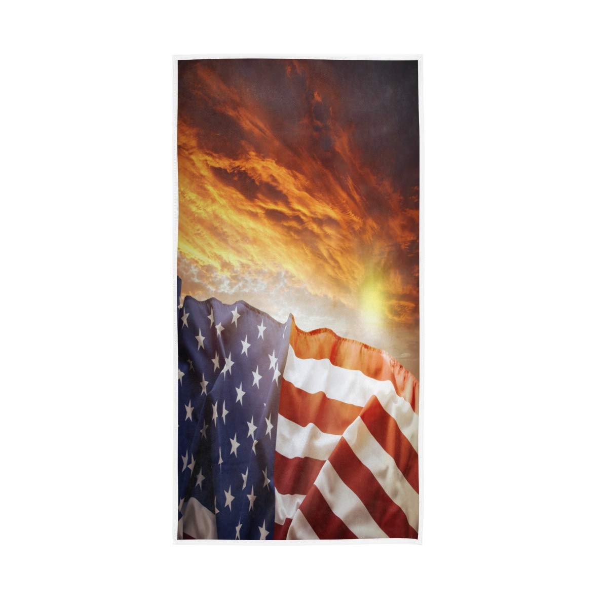 HUYGD American Flag Sunset Sky Soft Bath Hotel Spa Hand Gym Sport Towel 76 x 38 cm(30 x 15 Inches)