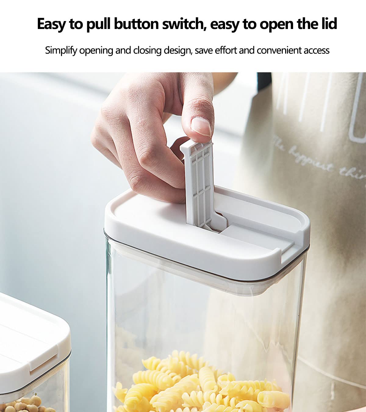 Almacenaje De Plástico De Alimentos Bote Sellados con Tapa Sin BPA Botes Cocina Almacenaje 4Pcs Recipientes De Almacenamiento para Pasta, Cereal, Copos De Maíz, Azúcar, Harina