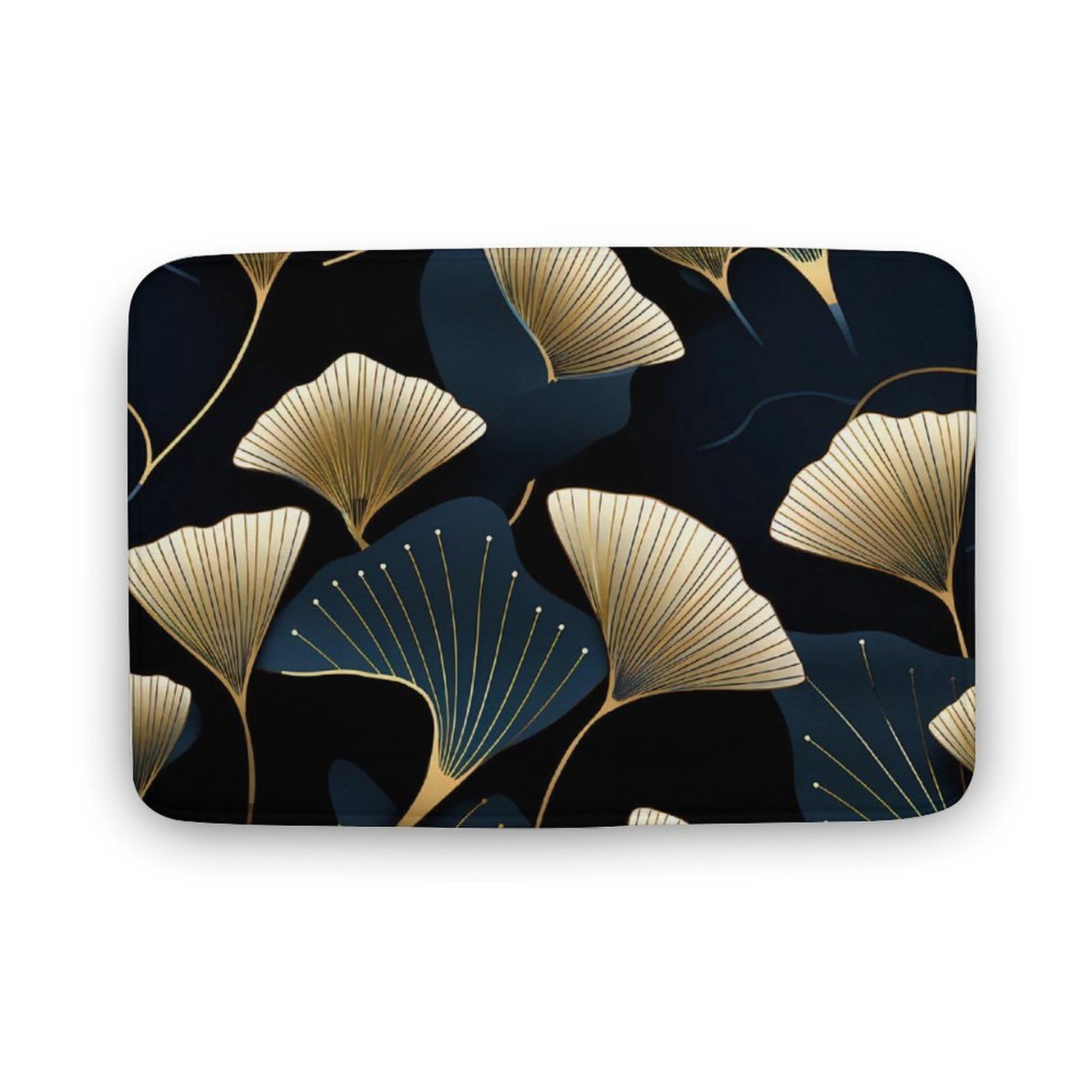 Ginkgo Leaves Coral Velvet Rugs Non-Slip Bathroom Rugs Soft Kitchen Rug Floor Carpet for Home Decor 15.7