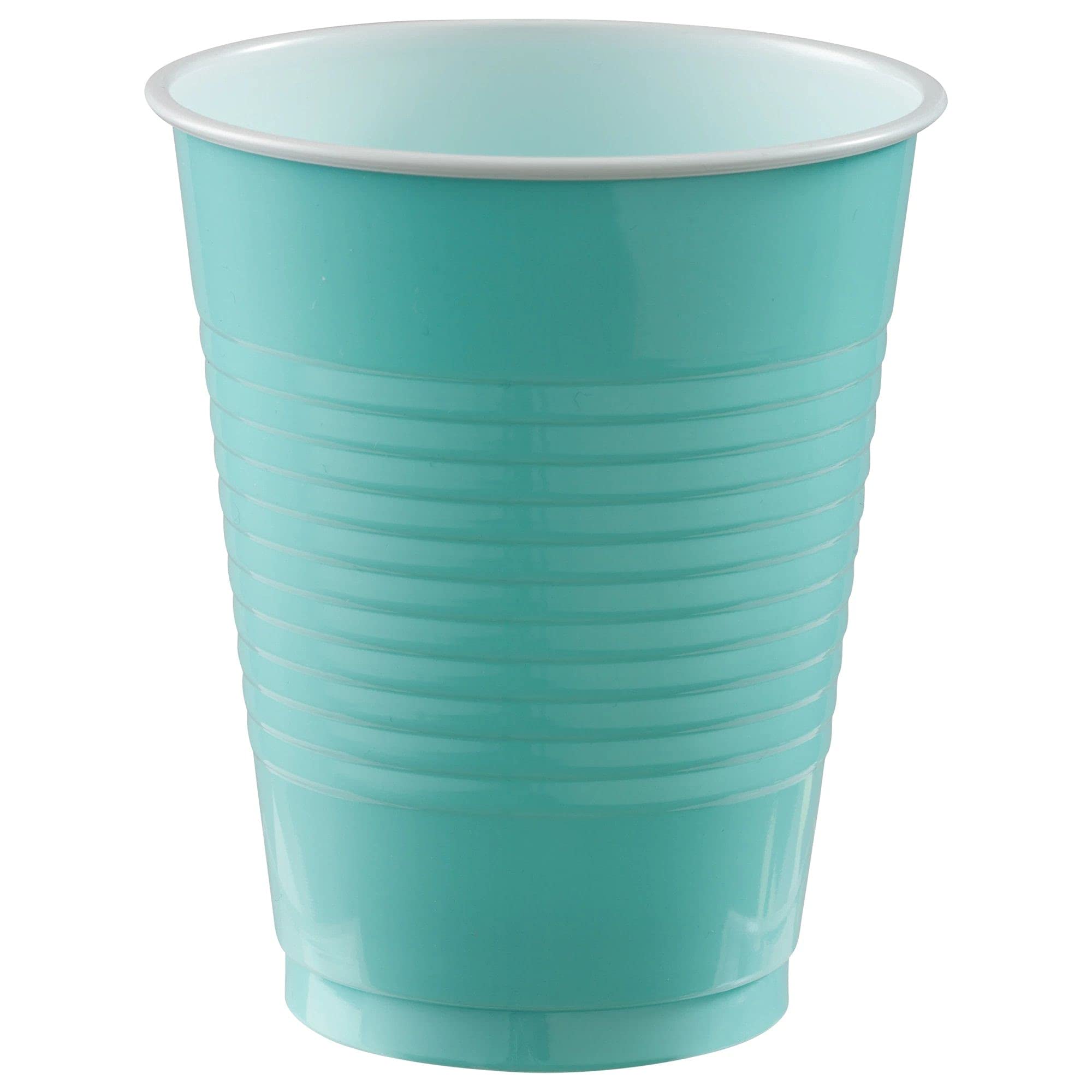 Amscan Robin's Egg Blue Plastic Cups - 18 Oz. | 20 Reusable Party Cups, Perfect Drinkware & Disposable Cups For Serving Cold Beverages at Cocktail Parties, Indoor & Outdoor Events, Weddings, & More