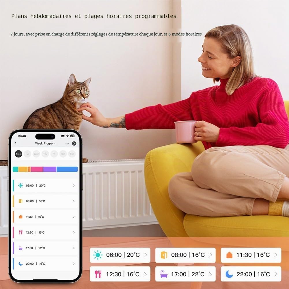 Pour thermostat de radiateur intelligent Zigbee, commande de chauffage programmable pour Tuya ou application Smart/Life, adaptateurs de vanne M30 X 1,5 mm, détection d'ouverture de fenêtre, protection