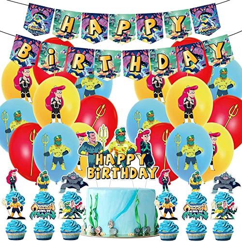 32 piezas de decoración de fiesta Aquaman King of Atlantis Aquaman Themem Party Supplies Happy...