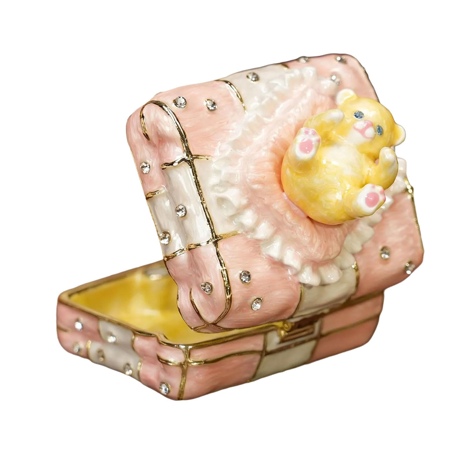 Kaeltsyn Fascinating Handcrafted Enameled Bear Jewelry Holder Featuring Sturdy Alloy Construction Lovely Bear Container Artistic Holder