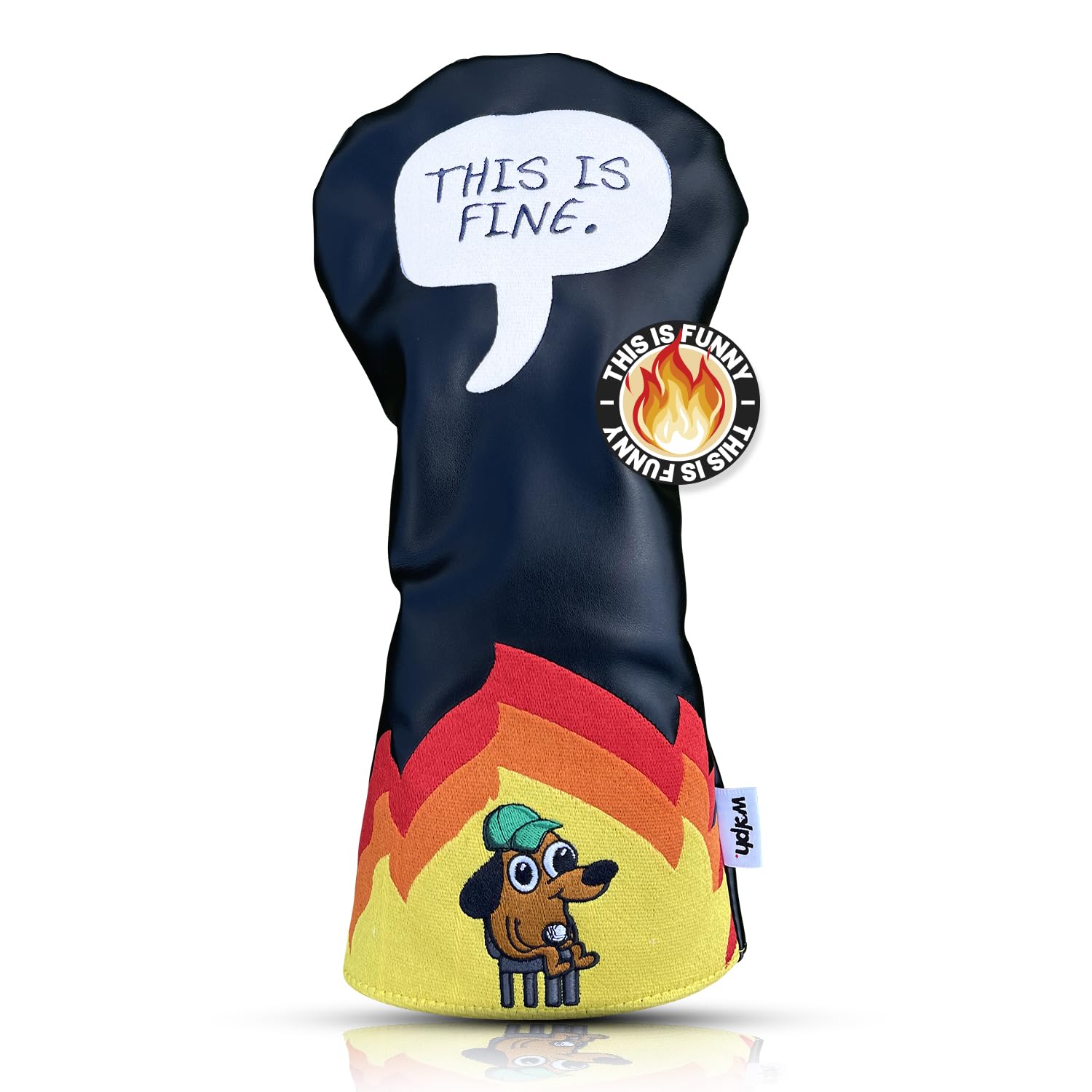 Wolph This is FINE Dog Funny Golf Club Covers - Premium Leather - Driver Headcover Funny - Personalized Golf Club Covers - Animal Driver Headcover -