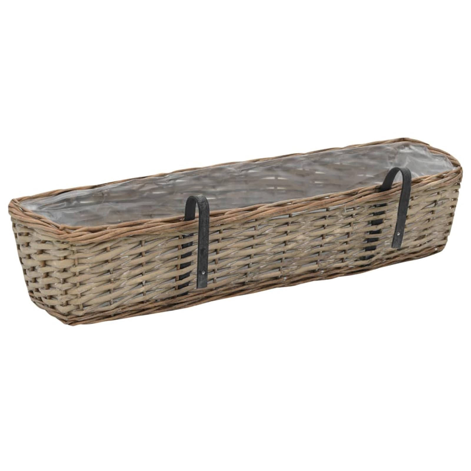 Jardinières de Balcon 2 pcs Osier avec Doublure de PE 80 cm,Jardinières,Jardinieres Exterieur,Bac Jardiniere,Bac à Fleurs Extérieur,Jardinieres Balcon