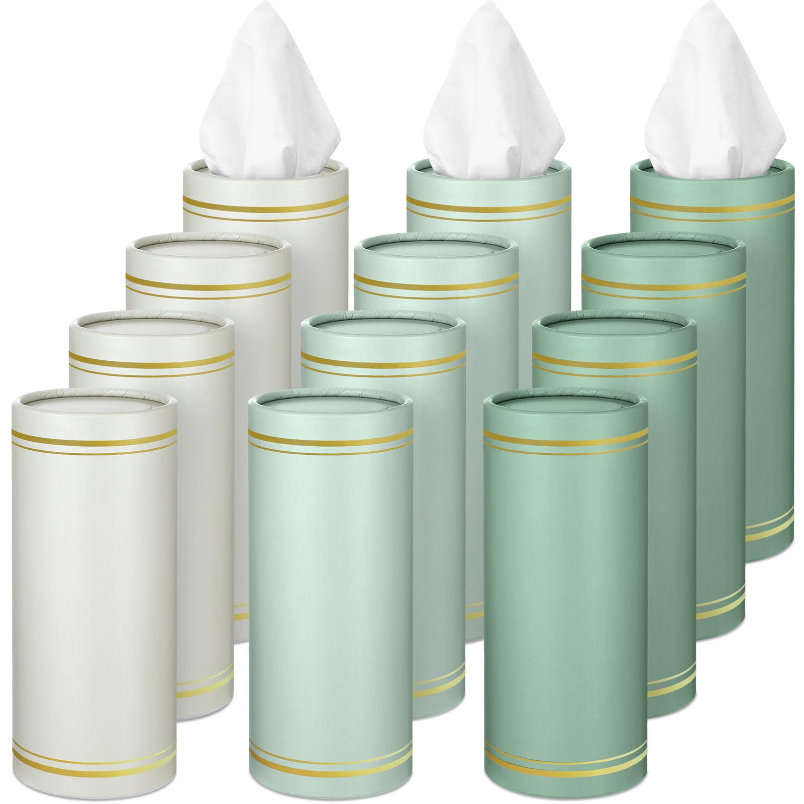 Fourluoo 12 Pack Car Tissue Cylinder Holder Bulk with 3 Ply Facial Tissues Round Napkin Holders for Cup
