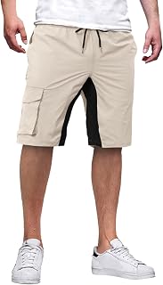LindoMaker Cargo Shorts for Men UK Elasticated Waist Summer Shorts Comfortable Quick Dry Hiking Shorts Regular Fit Running Shorts
