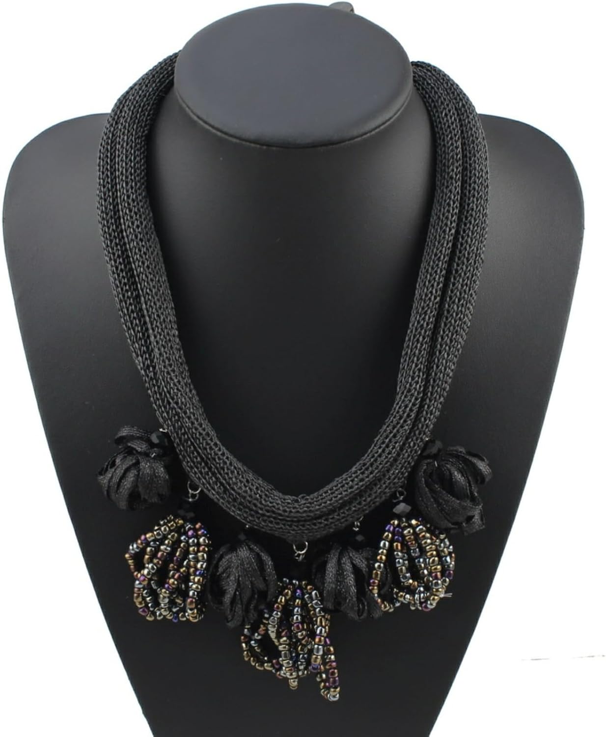 Chunky Acrylic Bead Rope Flower Statement Big Pendant Necklace for Women Rope Handmade Party - Image 2