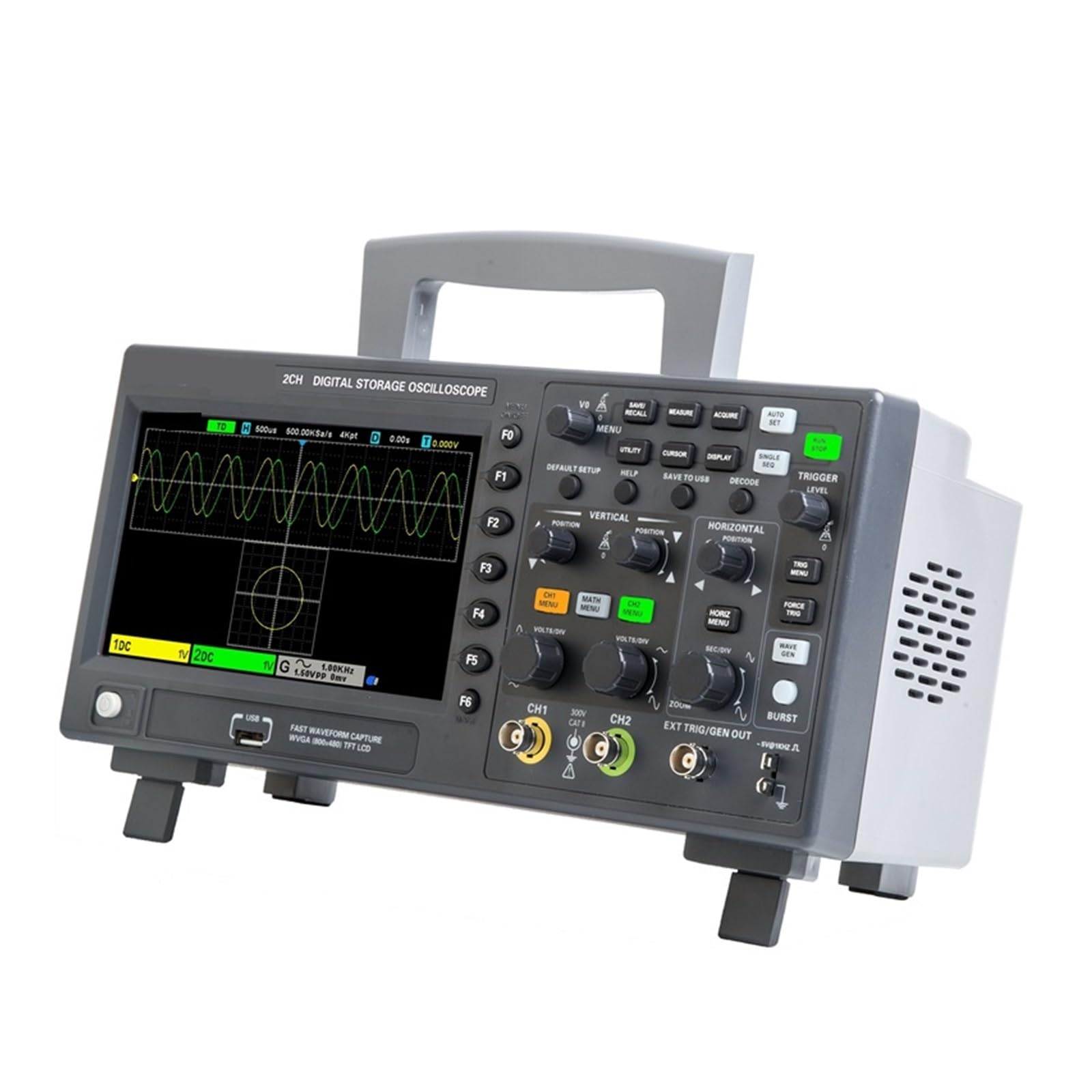 Oscilloscopio digitale 2C10 2D15 2D10 2C15 Generatore di segnale a 2 canali, 25 MHz; Risoluzione: 8 bit, frequenza di campionamento 1 GSa/S,Di lunga durata(C15)