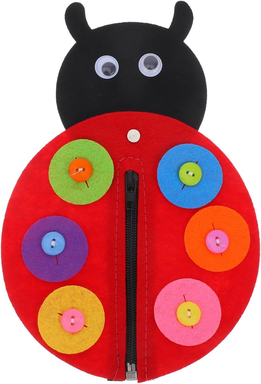Garneck Page Button Practice Add-On #81 - Engaging Felt Activity for Early Learning DIY Ladybird Craft for Teaching Basic Life Skills Like Zipping and Buttoning
