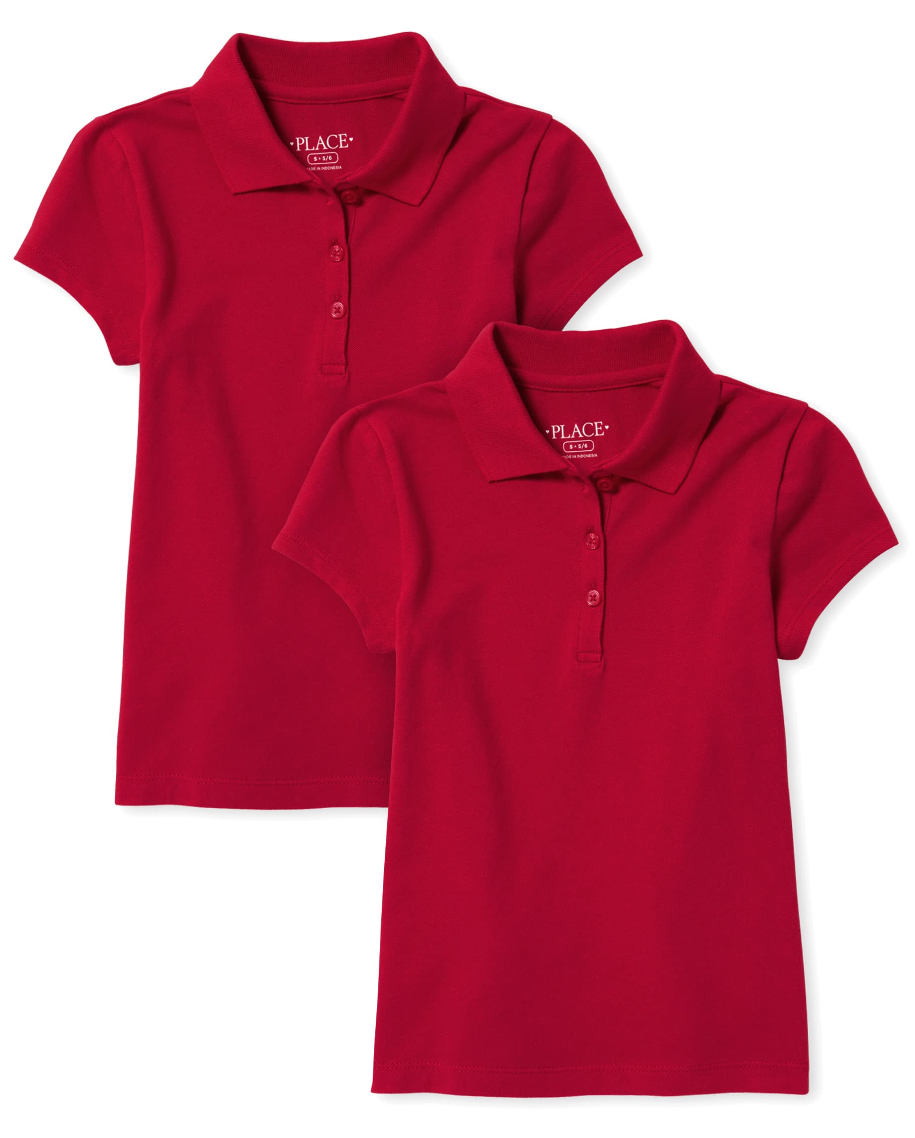 The Children's Place Girls' Short Sleeve Ruffle Pique Polo, 2 Pack