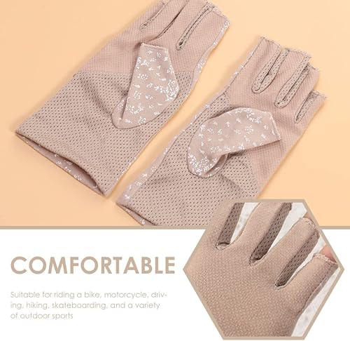 Miniatura 5 de COHEALI 2 pares de guantes sin dedos para mujer, guantes de verano para exteriores, guantes de conducción para niñas, guantes antideslizantes de