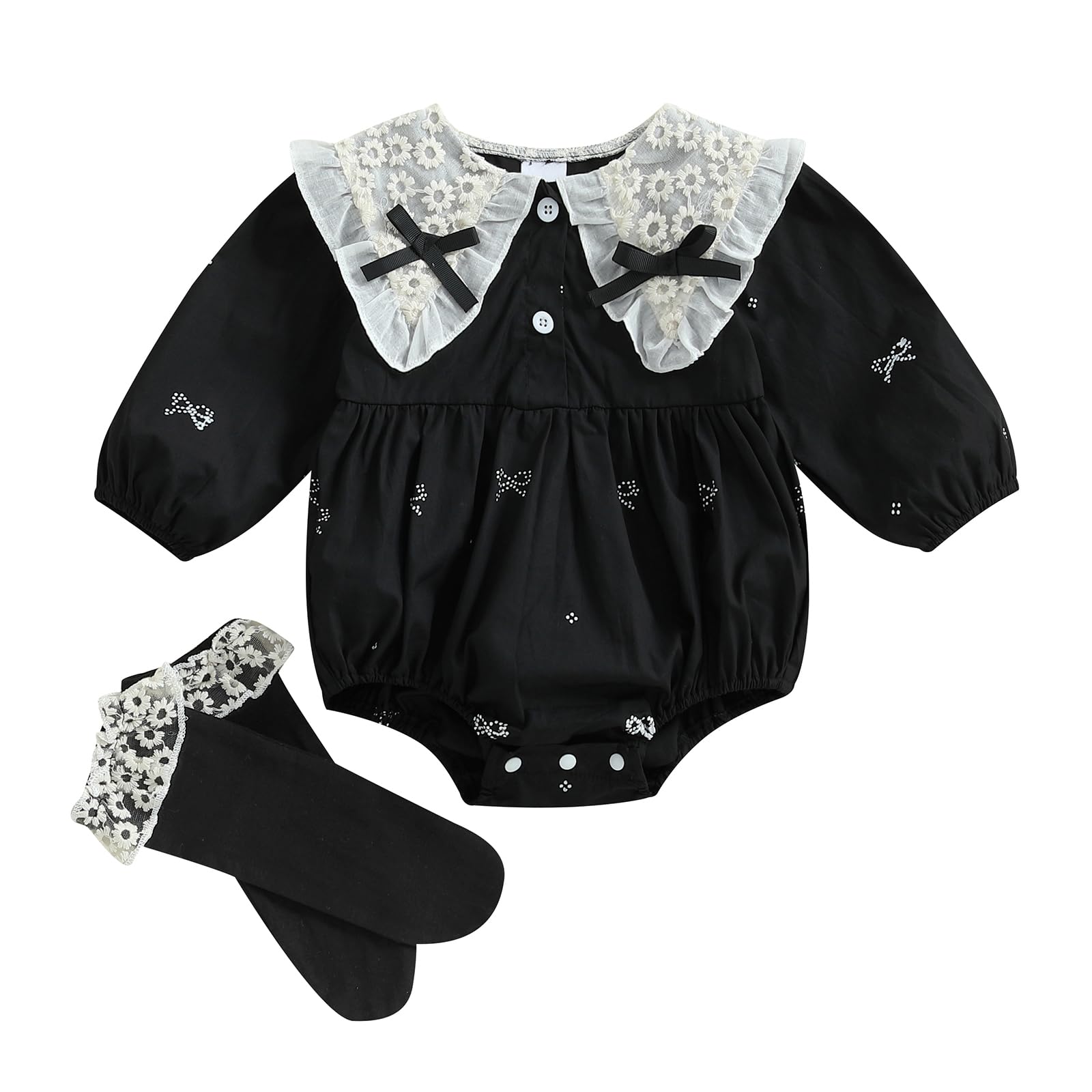 Sprifallbaby Newborn Baby Girl Bubble Romper Infant Smocked Bodysuit Jumpsuit Onesie with Socks Summer Clothes Outfits