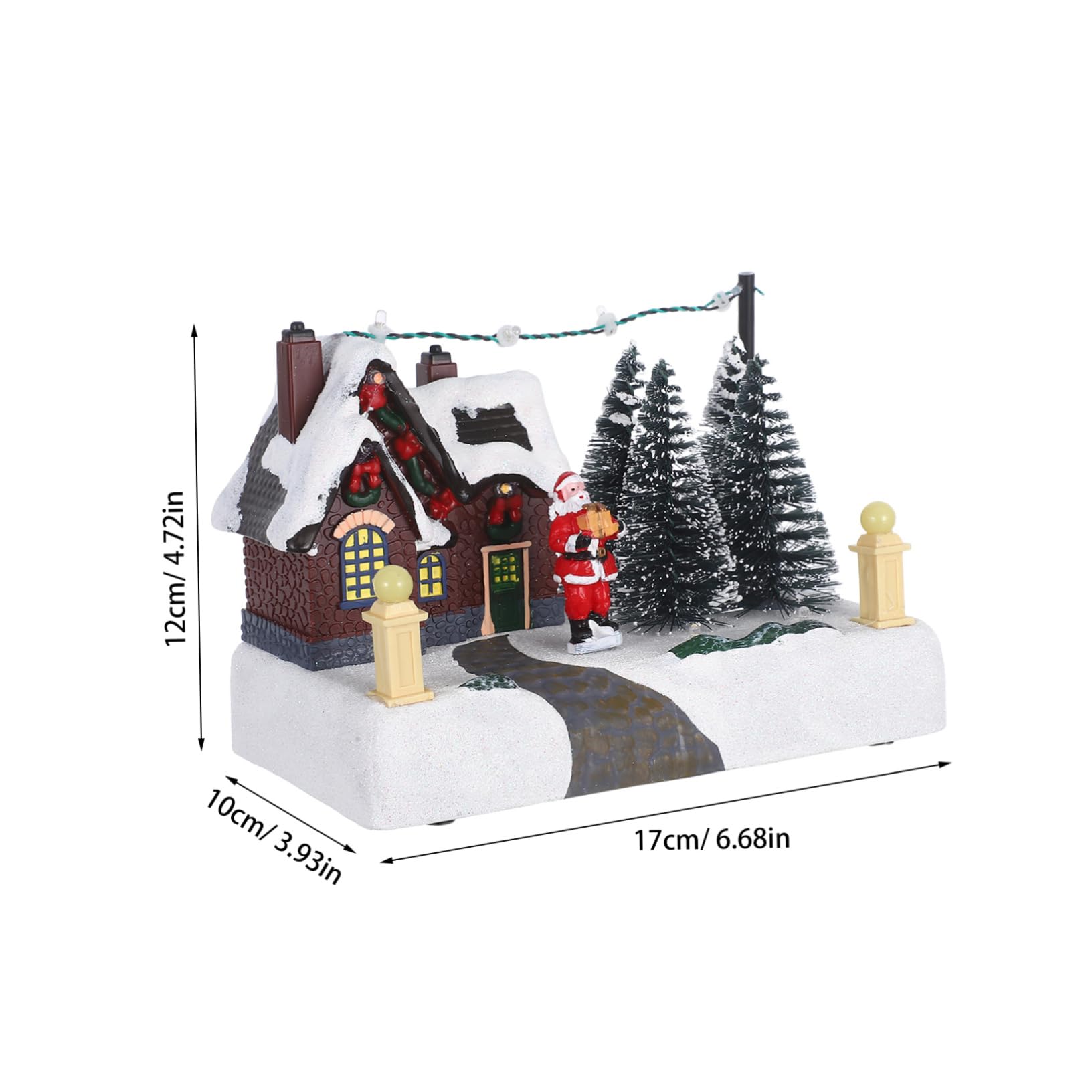 Adornos Luminosos Navideños Casa de Pueblo Caja Musical Decorativa de Resina Adorno Navideño de Escritorio para Decoración Festiva de Casa Iluminada