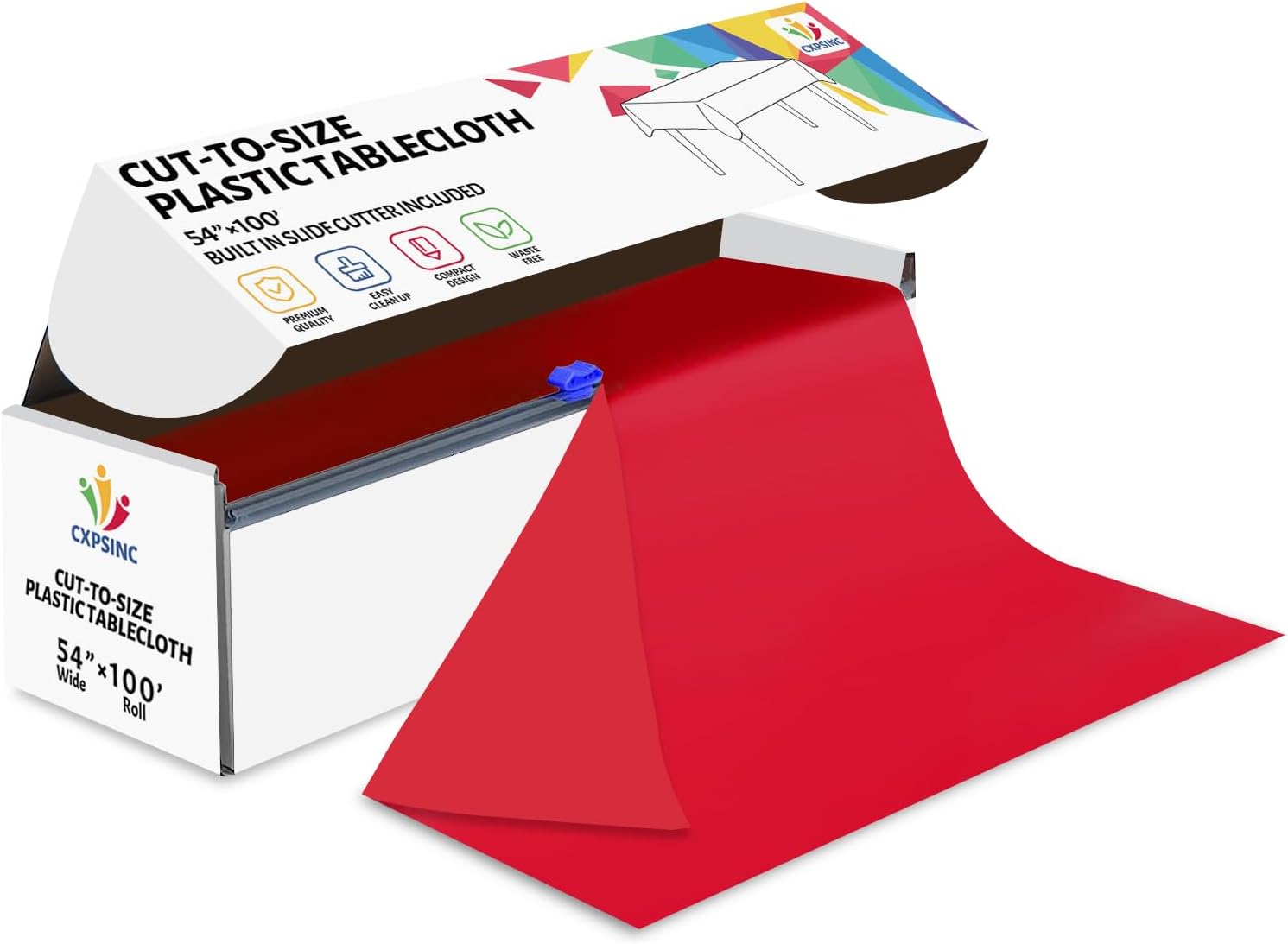 CXPSINC 54 Inch X 100 Feet Plastic Table Cover Roll