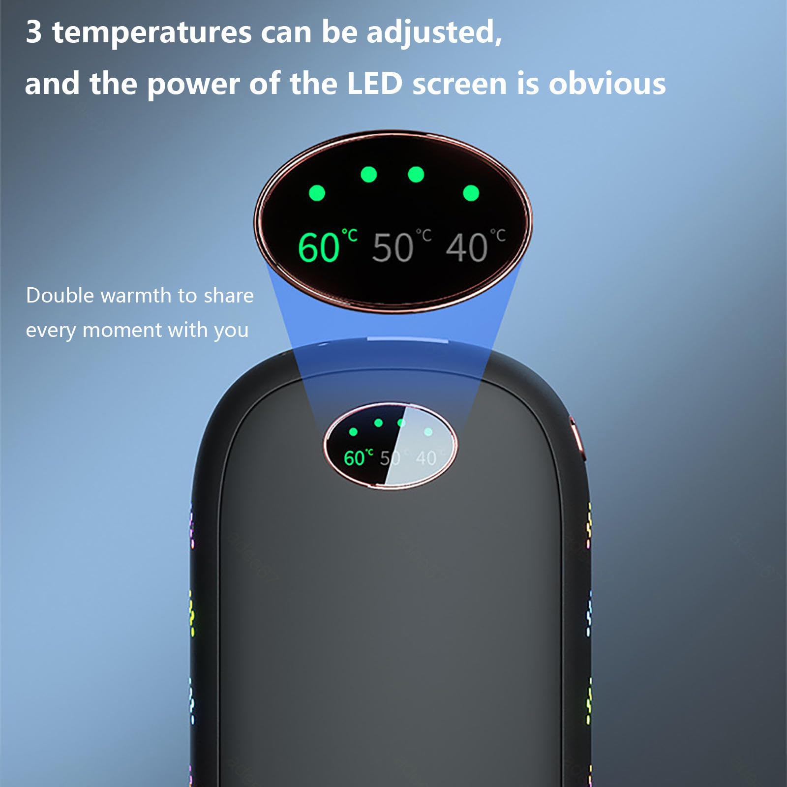 Scaldamani elettrici 2 Pezzi 10000 mAh, scaldamani riutilizzabili USB-C/10 Ore di Calore 3 Livelli di Calore Fino a 140 ℉ per Regali all'aperto per Sci, Campeggio, Golf