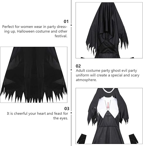 Miniatura 3 de KESYOO - Disfraz de monja de Halloween para adultos