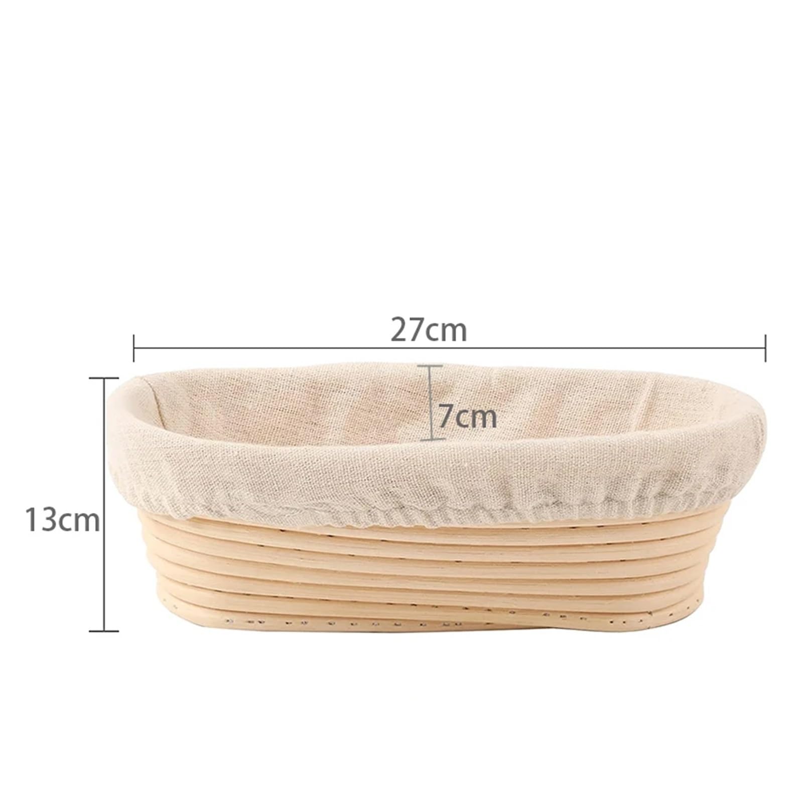 Cesta for fermentar pan ovalada y larga for masa(27x13x7cm)