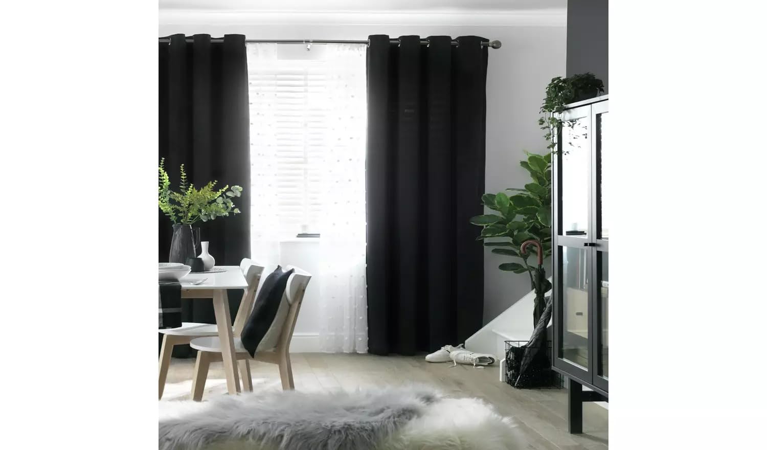 SEGOY Eyelet Curtains - Black - 229x229cm