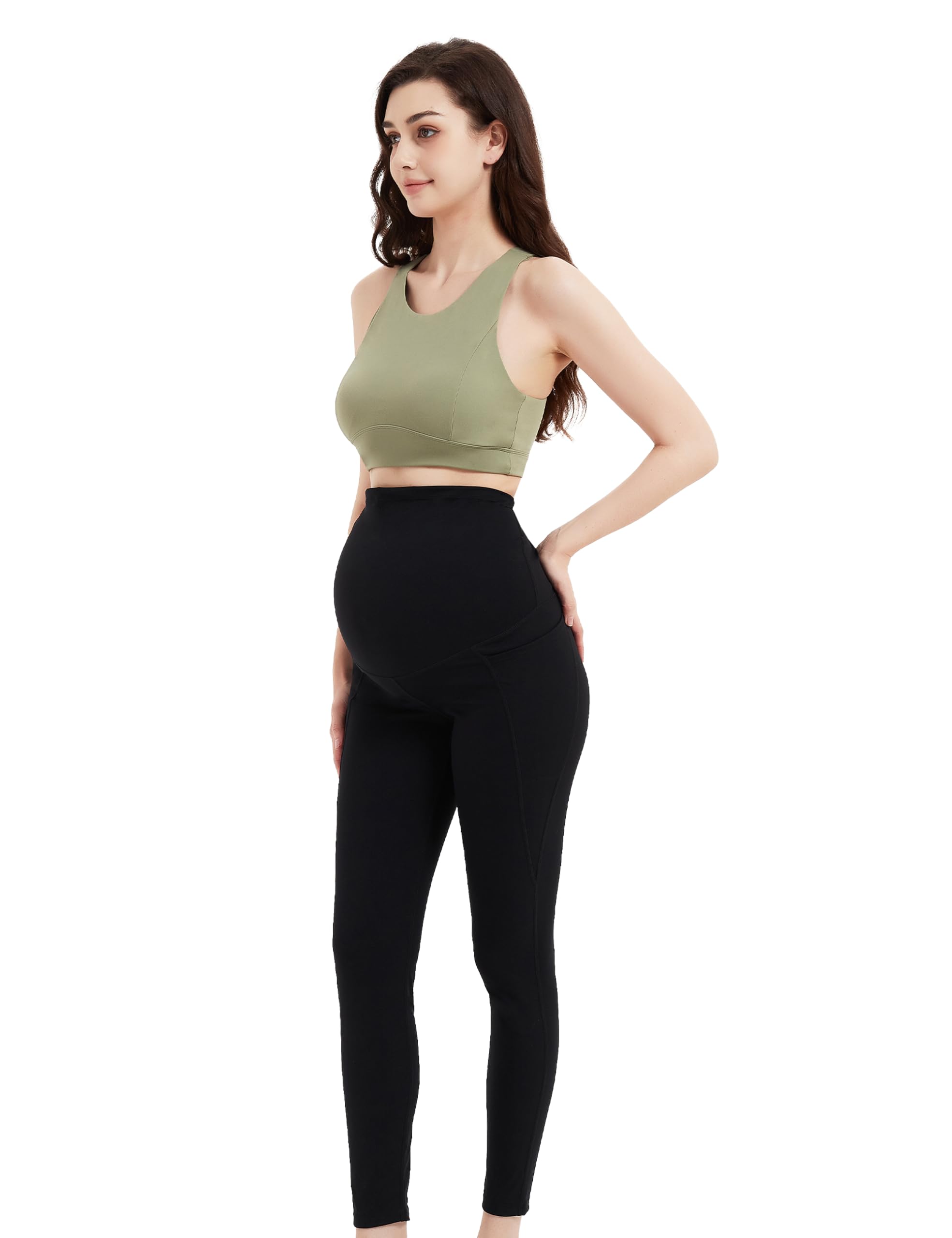 Damen-Umstandsleggings für aktives Yoga, Schwangerschaft, Workout, Hose über dem Bauch, weiche Hose für Laufen, Fitnessstudio